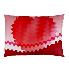 Red Fractal Wavy Heart Pillow Case by Simbadda