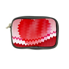 Red Fractal Wavy Heart Coin Purse by Simbadda