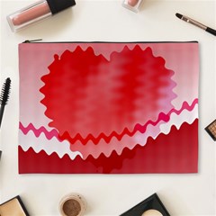 Red Fractal Wavy Heart Cosmetic Bag (xl) by Simbadda