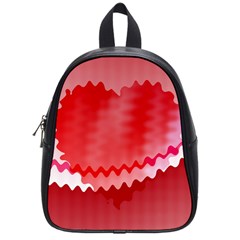 Red Fractal Wavy Heart School Bags (small)  by Simbadda