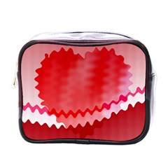 Red Fractal Wavy Heart Mini Toiletries Bags by Simbadda