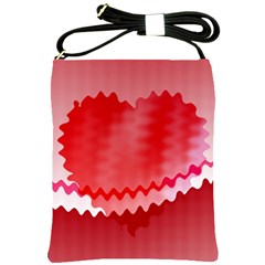 Red Fractal Wavy Heart Shoulder Sling Bags by Simbadda