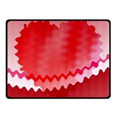 Red Fractal Wavy Heart Fleece Blanket (small) by Simbadda