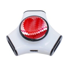 Red Fractal Wavy Heart 3-port Usb Hub by Simbadda