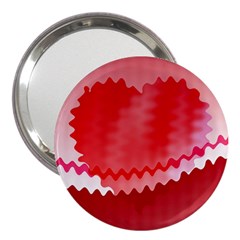 Red Fractal Wavy Heart 3  Handbag Mirrors by Simbadda