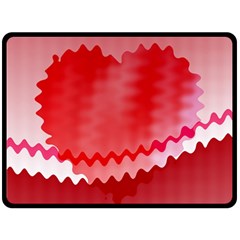 Red Fractal Wavy Heart Double Sided Fleece Blanket (large)  by Simbadda