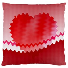 Red Fractal Wavy Heart Large Flano Cushion Case (one Side) by Simbadda