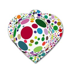 Color Ball Dog Tag Heart (one Side)