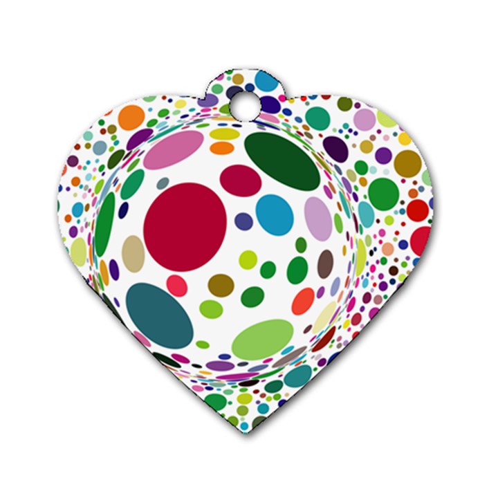 Color Ball Dog Tag Heart (One Side)