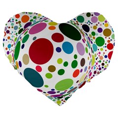 Color Ball Large 19  Premium Flano Heart Shape Cushions