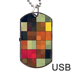 Background With Color Layered Tiling Dog Tag Usb Flash (two Sides) by Simbadda