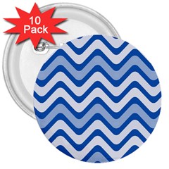 Background Of Blue Wavy Lines 3  Buttons (10 Pack)  by Simbadda