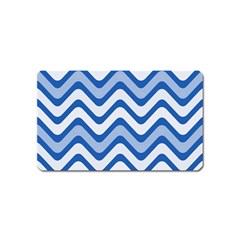 Background Of Blue Wavy Lines Magnet (name Card) by Simbadda