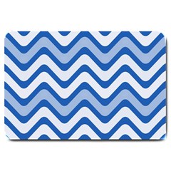 Background Of Blue Wavy Lines Large Doormat  by Simbadda