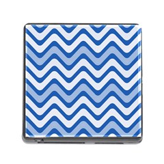 Background Of Blue Wavy Lines Memory Card Reader (square) by Simbadda