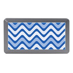 Background Of Blue Wavy Lines Memory Card Reader (mini) by Simbadda