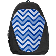 Background Of Blue Wavy Lines Backpack Bag by Simbadda