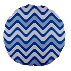 Background Of Blue Wavy Lines Large 18  Premium Round Cushions by Simbadda