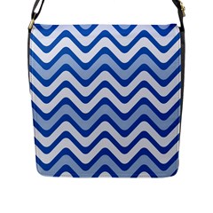 Background Of Blue Wavy Lines Flap Messenger Bag (l)  by Simbadda