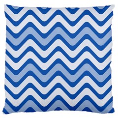 Background Of Blue Wavy Lines Large Flano Cushion Case (one Side) by Simbadda