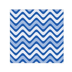 Background Of Blue Wavy Lines Small Satin Scarf (square) by Simbadda