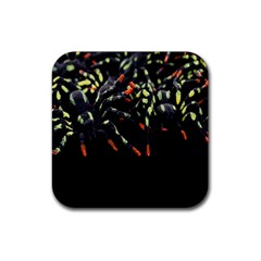 Colorful Spiders For Your Dark Halloween Projects Rubber Coaster (square)  by Simbadda