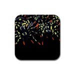 Colorful Spiders For Your Dark Halloween Projects Rubber Coaster (Square)  Front