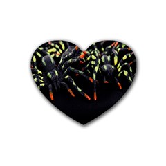 Colorful Spiders For Your Dark Halloween Projects Rubber Coaster (heart)  by Simbadda