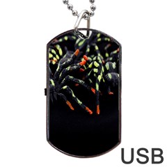 Colorful Spiders For Your Dark Halloween Projects Dog Tag Usb Flash (two Sides) by Simbadda