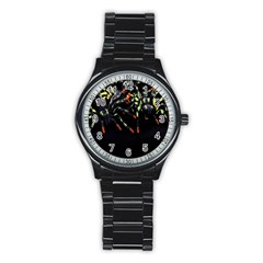 Colorful Spiders For Your Dark Halloween Projects Stainless Steel Round Watch by Simbadda