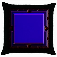 Blue Fractal Square Button Throw Pillow Case (black) by Simbadda