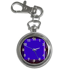 Blue Fractal Square Button Key Chain Watches by Simbadda