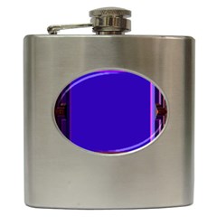 Blue Fractal Square Button Hip Flask (6 Oz) by Simbadda