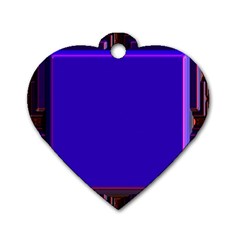 Blue Fractal Square Button Dog Tag Heart (one Side) by Simbadda