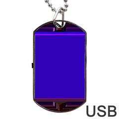 Blue Fractal Square Button Dog Tag Usb Flash (two Sides) by Simbadda