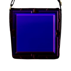 Blue Fractal Square Button Flap Messenger Bag (l)  by Simbadda