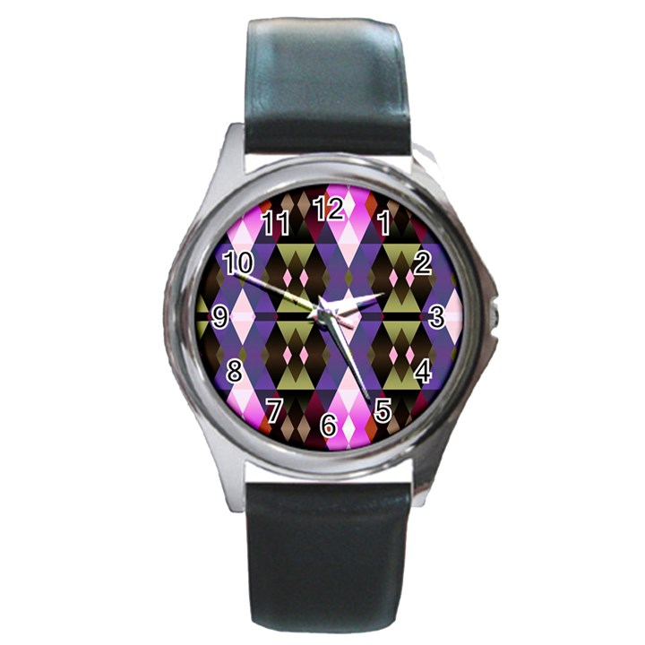 Geometric Abstract Background Art Round Metal Watch