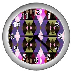 Geometric Abstract Background Art Wall Clocks (silver)  by Simbadda