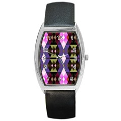 Geometric Abstract Background Art Barrel Style Metal Watch by Simbadda