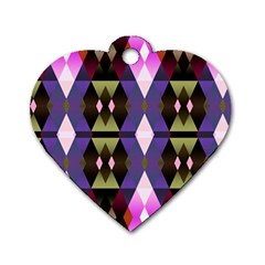 Geometric Abstract Background Art Dog Tag Heart (two Sides) by Simbadda