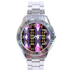 Geometric Abstract Background Art Stainless Steel Analogue Watch by Simbadda