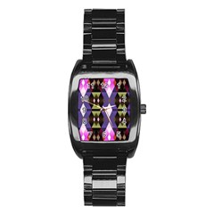 Geometric Abstract Background Art Stainless Steel Barrel Watch by Simbadda