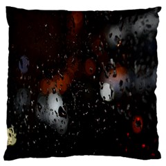 Lights And Drops While On The Road Large Flano Cushion Case (one Side) by Simbadda