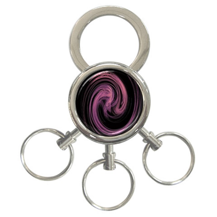 A Pink Purple Swirl Fractal And Flame Style 3-Ring Key Chains