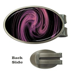 A Pink Purple Swirl Fractal And Flame Style Money Clips (oval)  by Simbadda