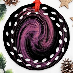 A Pink Purple Swirl Fractal And Flame Style Round Filigree Ornament (two Sides) by Simbadda