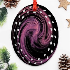 A Pink Purple Swirl Fractal And Flame Style Ornament (oval Filigree) by Simbadda