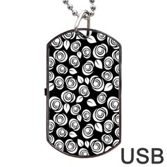 Floral Pattern Dog Tag Usb Flash (one Side) by Valentinaart