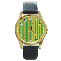 Lines Round Gold Metal Watch