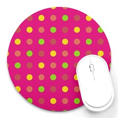 Polka Dots  Round Mousepads by Valentinaart